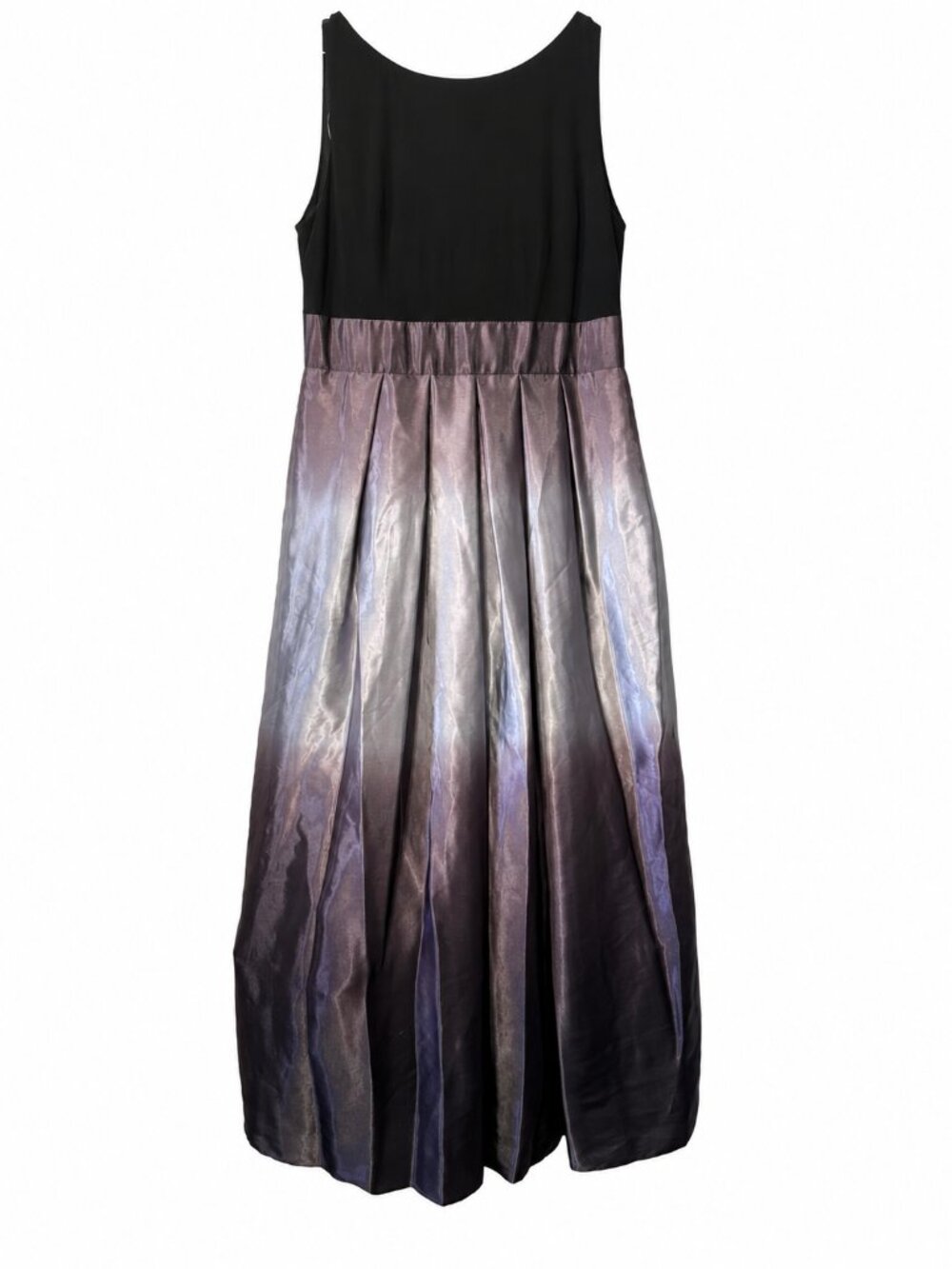 SLNY Black Silver Ombre Sleeveless Satin Gown Sash Dress Size 12P Petite